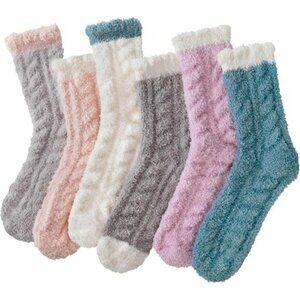 Ginmewrae Womens Cozy Fuzzy Socks Fluffy Slipper Winter Warm 6-Pack US 5-10